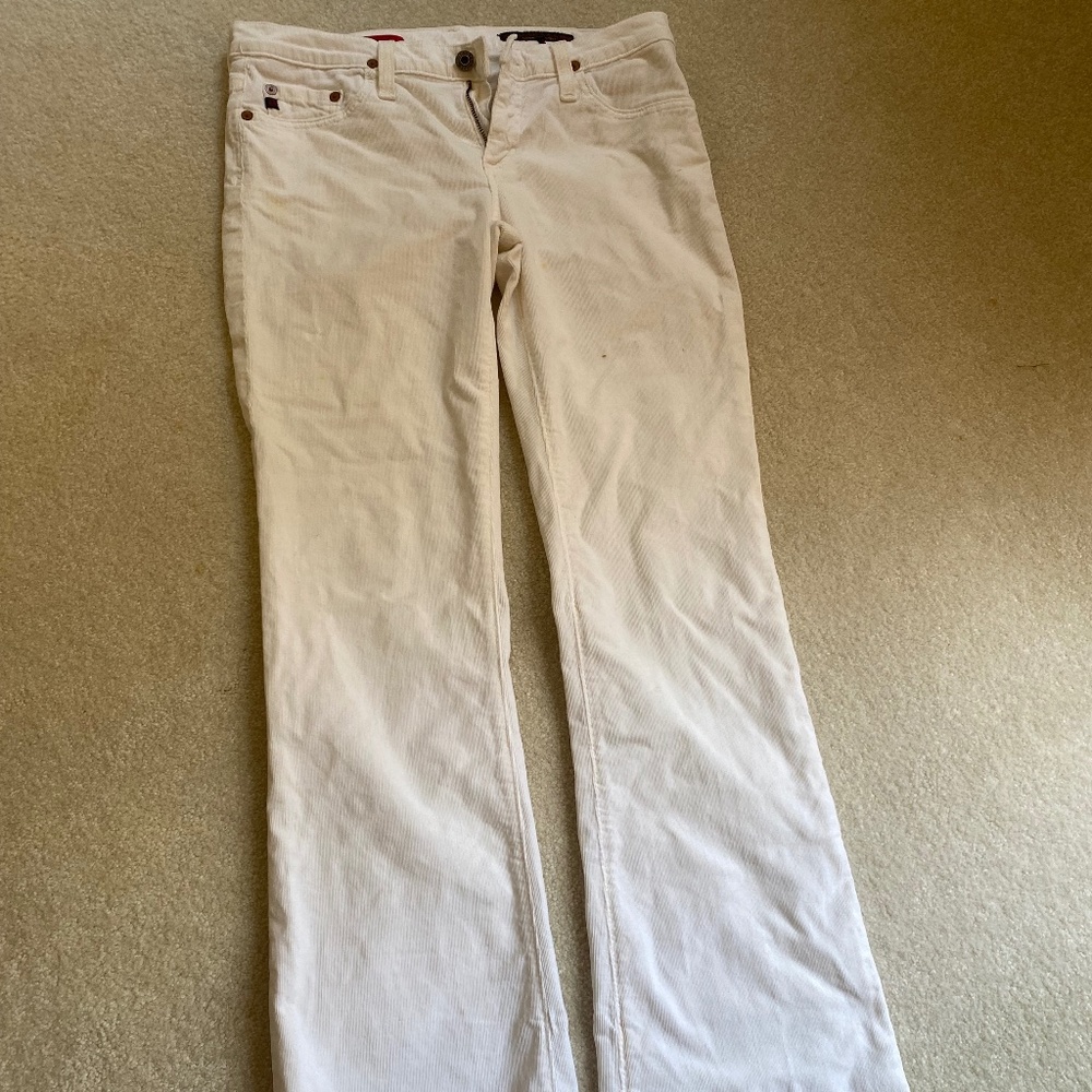 RARE edition AG White "Angel" corduroy straight leg pants